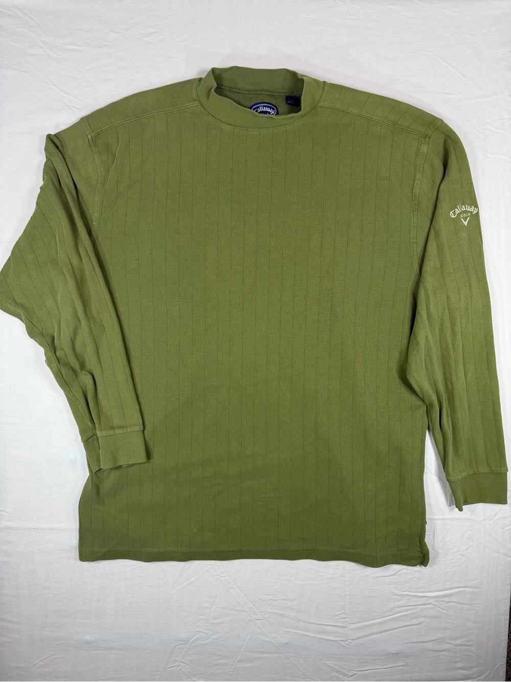 Callaway Golf Olive Ribbed Performance Knit Crewneck Pullover Men's XL